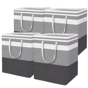HomeHacks 3-Pack Large Laundry Basket, Waterproof, Freestanding Laundry Hamper, Collapsible Tall Clothes Hamper with Extended Handles for Clothes Toys in the Dorm and Family-(Gradient Grey, 88L)