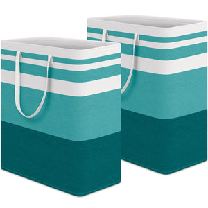 HomeHacks 2 Pack Large Laundry Baskets, Waterproof, Freestanding Laundry Hampers, Collapsible Clothes Hamper with Reinforced Handles in Laundry Room, College Dorm, Bathroom, Bedroom (Grey, 75Lx2)