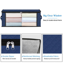 Load image into Gallery viewer, HomeHacks Storage 3-Pack Clothes Organizer Storage Bags Foldable Storage Box with Large Clear Window Sturdy Handles for Closet, Dorm, Pillows, Bedding, Clothes, Blankets, 35L, Gray