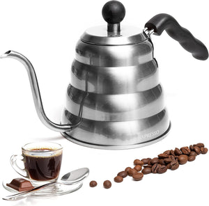 Mixpresso Gooseneck Pour Over Coffee Kettle, Barista Pour Control Design For Coffee & Tea High-Grade Stainless Steel 1.2 Liter (40 Oz) Drip Coffee Induction Cooker, Copper Stovetop Kettle