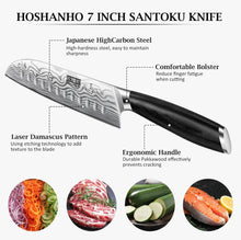 Load image into Gallery viewer, 7 Inch Santoku Knife, Ultra Sharp Japanese High Carbon Powder Steel Kitchen Knife, Professional Chefs Knife with Ergonomic Handle
