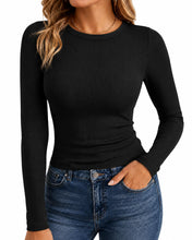 Load image into Gallery viewer, TNNZEET Long Sleeve Ribbed Shirts for Women Casual Workout Fall Outfits | Soft, Stretchy, Comfortable, Breathable Winter Underscrub Girls Going Out Tops for Fall StreetWear