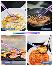 Load image into Gallery viewer, 4 Pcs Fine Long Tweezer Tongs Professional Black, 12&#39;&#39; and 10&#39;&#39; Stainless Steel for Kitchen, Food, Cooking, Repairing, Sea food and BBQ