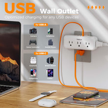 Load image into Gallery viewer, Multi Plug Outlet Extender, TESSAN Surge Protector Wall Plug Splitter with 5 Electrical Outlet Expander, Multiple Plug Adapter for Travel Home Office