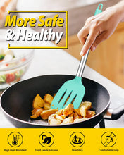 Load image into Gallery viewer, Pack of 2 Silicone Solid Turner, Non Stick Slotted Kitchen Spatulas, High Heat Resistant BPA Free Cooking Utensils, Ideal Cookware for Fish, Eggs, Pancakes(Black)