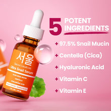Load image into Gallery viewer, SeoulCeuticals Korean Skin Care 97.5% Snail Mucin Serum – K Beauty Skincare Night Serum Hyaluronic Acid for Face - Centella Anti Wrinkle Serum 1oz