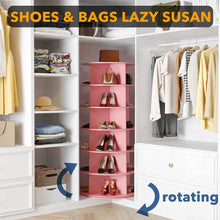Load image into Gallery viewer, SpaceAid 7 Tier Rotating Shoe Rack Tower, Spinning Shoe Display Lazy Susan, Revolving 360 Shoe Rack Storage Round Carousel, Vertical Handbag Rotate Shoes Closet Organization (7-Tier White)