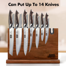 Load image into Gallery viewer, Magnetic Knife Block, Thickened Acacia Wood Kitchen Knife Holder Stand with Strong Magnets, Multifunctional Double Side Knife Storage Organizer for Kitchen Counter
