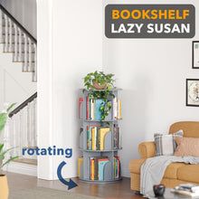Load image into Gallery viewer, SpaceAid 4 Tier Rotating Bookshelf Tower, Spinning Bookcase Lazy Susan, Revolving 360 Book Shelf Storage Round Carousel, Vertical Rotate Turning Spiral Corner Organizer, White