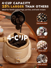 Load image into Gallery viewer, Chocolate Melting Pot Candy Melts Melter with 2 Insert Pots and Spatula, 4 Cups Capacity Warmer Machine, Ideal Dipping Tool Kitchen Supplies for Making Cake Pop Covered Strawberries Fondue