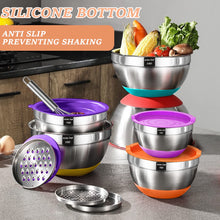 Load image into Gallery viewer, Mixing Bowls with Airtight Lids Set, 26PCS Stainless Steel Khaki Bowls with Grater Attachments, Non-Slip Bottoms &amp; Kitchen Gadgets Set, Size 7, 4, 2.5, 2.0,1.5, 1QT, Great for Mixing &amp; Serving