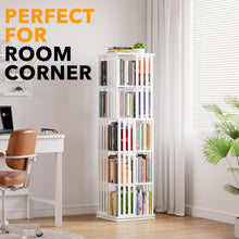Load image into Gallery viewer, SpaceAid 6 Tier Rotating Bookshelf Tower, Bamboo Spinning Book Shelf, Revolving 360 Bookcase Storage Swivel Round Carousel, Vertical Rotate Turning Spiral Corner Organizer (6-Tier Walnut)