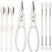 Load image into Gallery viewer, Lobster Crab Leg Cracker Seafood Tools and Nuts Pick Forks Set includes 2 Crab Lobster Cracker 6 Stainless Steel Forks - Shellfish Lobster Crab Leg Shell (Seafood Tools)