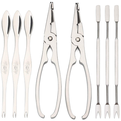 Lobster Crab Leg Cracker Seafood Tools and Nuts Pick Forks Set includes 2 Crab Lobster Cracker 6 Stainless Steel Forks - Shellfish Lobster Crab Leg Shell (Seafood Tools)