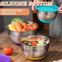 Load image into Gallery viewer, Mixing Bowls with Airtight Lids Set, 26PCS Stainless Steel Khaki Bowls with Grater Attachments, Non-Slip Bottoms &amp; Kitchen Gadgets Set, Size 7, 4, 2.5, 2.0,1.5, 1QT, Great for Mixing &amp; Serving