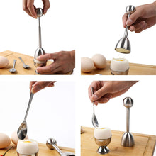 Load image into Gallery viewer, Soft Hard Boiled Egg Cutter Topper Set Egg Cracker with Include 2 Cup 2 Spoon 1 Topper Cutter Shell Separator Remover Stainless Steel Kitchen Tool