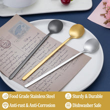 Load image into Gallery viewer, 12 Pcs Coffee Spoons Set, 6.7&quot; Gold Tea Spoons Long Handle, Gold Small Teaspoons, Stainless Steel Espresso Spoon, Long Spoon for Stirring, Coffee Bar Accessories
