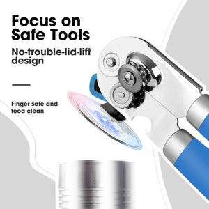 Beneno Can Opener Manual with Magnet, Hand Held Heavy Duty Can Opener with Durable Sharp Blade Smooth Edge, Big Effort-Saving Knob, Soft Grip Rubber Handle, Multifunctional Bottle Opener, Green