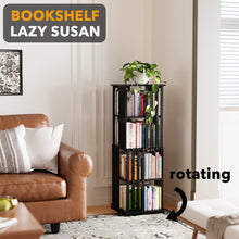 Load image into Gallery viewer, SpaceAid 6 Tier Rotating Bookshelf Tower, Bamboo Spinning Book Shelf, Revolving 360 Bookcase Storage Swivel Round Carousel, Vertical Rotate Turning Spiral Corner Organizer (6-Tier Walnut)