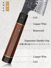 Load image into Gallery viewer, 9 Inch Kiritsuke Chef Knife, Japanese Hand Forged 9 Layers 10Cr15CoMoV High Carbon Steel Kitchen Knife, Professional Chef&#39;s Knife with Ergonomic Rosewood Handle