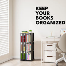 Load image into Gallery viewer, SpaceAid 6 Tier Rotating Bookshelf Tower, Bamboo Spinning Book Shelf, Revolving 360 Bookcase Storage Swivel Round Carousel, Vertical Rotate Turning Spiral Corner Organizer (6-Tier Walnut)