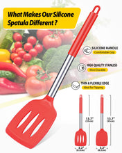 Load image into Gallery viewer, Pack of 2 Silicone Solid Turner, Non Stick Slotted Kitchen Spatulas, High Heat Resistant BPA Free Cooking Utensils, Ideal Cookware for Fish, Eggs, Pancakes(Black)