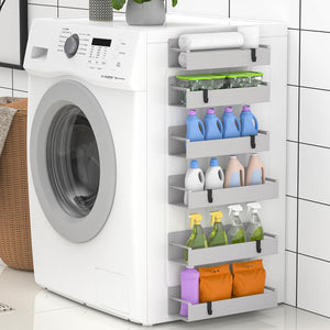 6 Pack Magnetic Spice Rack Organizer for Refrigerator and Oven, Light Grey Fridge Organizers and Storage for Kitchen