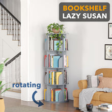 Load image into Gallery viewer, SpaceAid 4 Tier Rotating Bookshelf Tower, Spinning Bookcase Lazy Susan, Revolving 360 Book Shelf Storage Round Carousel, Vertical Rotate Turning Spiral Corner Organizer, White