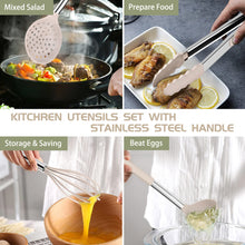 Load image into Gallery viewer, Silicone Cooking Utensil Set, Umite Chef 15pcs Silicone Cooking Kitchen Utensils Set, Non-stick - Best Kitchen Cookware with Stainless Steel Handle - Black