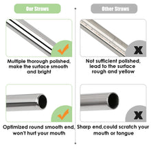 Load image into Gallery viewer, 20 Pack Reusable Stainless Steel Metal Straws,10.5&quot; &amp; 8.5&quot; Reusable Drinking Straws with 20 Silicone Tips 5 Straw Brushes 1 Travel Case,Eco Friendly Extra Long Metal Straw Fit for 20 24 30 oz Tumbler