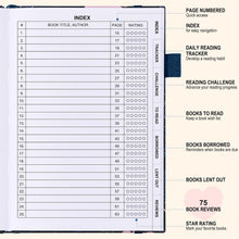 Load image into Gallery viewer, Comkiso Reading Journal for Book Lovers - 75 Book Journal Reading Log for Book Tracking, A5 Linen Book Review Journal with TBR Tracker List, Ratings, Challenges, Prompts, and Index - Peony