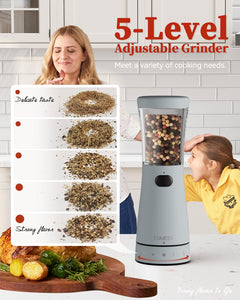 Electric Salt and Pepper Grinder, Stainless Steel Rechargeable Salt and Pepper Grinder Set with 4.5 oz Large Capacity, 1.8" Wide Mouth, Adjustable Coarseness, Ideal for Kitchen