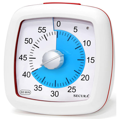 Secura 60-Minute Visual Timer, Silent Study Timer for Kids and Adults, Time Clocks, Time Management Countdown Timer for Teaching (Pink)