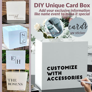 JupDec White Wedding Card Box Reception with Slot, 10" Large Acrylic Card Storage Box for Gifts, Souvenirs, Donations, Baby Showers, Birthday Party, Graduations