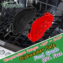 Load image into Gallery viewer, AUOON Clip On Pot Strainer and Pasta strainer and Silicone Utensil Rest,Pot lid holder with Drip Pad for Multiple Utensils,Dishwasher Safe,Heat ResistanSpoon,Rest for Stove Top,Kitchen Utensil Holder