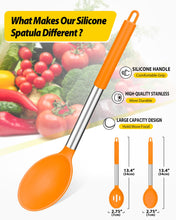 Load image into Gallery viewer, Pack of 2 Large Silicone Cooking Spoons,Non Stick Solid Basting Spoon,Heat-Resistant Kitchen Utensils for Mixing,Serving,Draining,Stirring (BLACK)