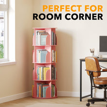 Load image into Gallery viewer, SpaceAid 4 Tier Rotating Bookshelf Tower, Spinning Bookcase Lazy Susan, Revolving 360 Book Shelf Storage Round Carousel, Vertical Rotate Turning Spiral Corner Organizer, White