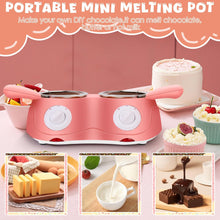 Load image into Gallery viewer, Chocolate Melting Pot, Electric Chocolate Fondue, Mini Fondue Candy Maker with Double Melting Pot for Milk Chocolate, Cheese, Butter, Candy