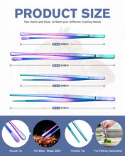 Load image into Gallery viewer, 4 Pcs Fine Long Tweezer Tongs Professional Black, 12&#39;&#39; and 10&#39;&#39; Stainless Steel for Kitchen, Food, Cooking, Repairing, Sea food and BBQ
