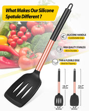 Load image into Gallery viewer, Pack of 2 Silicone Solid Turner, Non Stick Slotted Kitchen Spatulas, High Heat Resistant BPA Free Cooking Utensils, Ideal Cookware for Fish, Eggs, Pancakes(Black)