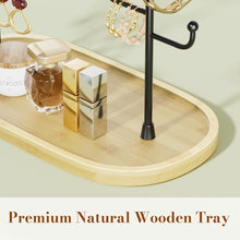 Load image into Gallery viewer, Jewelry Organizers Storage 12.9&#39;&#39; Earring Ring Bracelet Holder Display Stand Necklace Tree With Wooden Tray Black