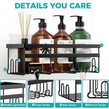 Load image into Gallery viewer, HomeHacks Shower Caddy, No Drilling Rustproof Organizer with Save Space Hooks, Apartment Essentials for Bathroom, Kitchen &amp; Living Room, Shelf for Inside Shower, 2-Pack