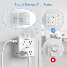 Load image into Gallery viewer, Surge Protector 8 Outlet Extender, TESSAN Multi Outlet Splitter with 3 USB Wall Charger (1 USB C Port), 3-Sided Multiple Plug Power Strip 1700J, Charging Station for Home Office Dorm Room