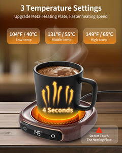Coffee Mug Warmer, Cup Warmer for Desk with Auto Shut Off, 3 Temp Settings, Mug Warmer for Coffee, Beverage, Milk, Tea, Hot Chocolate, Coffee Warmer Plate in Your Home & Office, Gift (Dark Black)