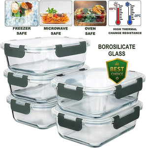 Brieftons Glass Water Bottles (Pack of 6) & Borosilicate Glass Containers (Pack of 5)
