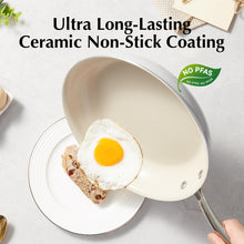 Load image into Gallery viewer, Redchef Nonstick Frying Pans Set, Ceramic Pan Skillet, Non Toxic Pans for Cooking, 8&quot; 9.5&quot; 11&quot; Ceramic Frying Pan Set PFAS &amp; PTFE &amp; PFOA Free with Stay Cool Handle, Dishwasher &amp; Oven Safe, Beige White