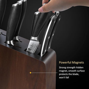 8 Pieces Knife Set with Magnetic Block, Ultra Sharp Powder Steel Knife Block Set, Professional Chef Knife Sets with Ergonomic Handle & Knife Sharpener