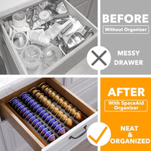 Load image into Gallery viewer, SpaceAid Coffee Pod Holder Drawer Organizer for Nespresso Vertuo Capsule, Bamboo Holder Tray Storage for Nespresso Vertuo, Compatible with 40 Big or 52 Small Vertuoline Pods (Drawer Insert)