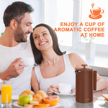 Load image into Gallery viewer, Secura French Press Coffee Maker, 304 Grade Stainless Steel Insulated Coffee Press with 2 Extra Screens, 34oz (1 Litre), Silver