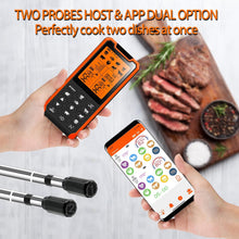 Load image into Gallery viewer, Smart Bluetooth Meat Thermometer - Long Range Wireless Food Thermometer, Temp Monitor with Dual Probes for BBQ, Oven, Grill &amp; Smoker-Effortless Steak, Pork, and Turkey Cooking
